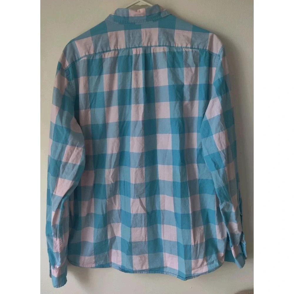 J. Crew Men's Classic Shirt Blue/Pink Gingham Plaid Long‎ Sleeve Stretch Size XL